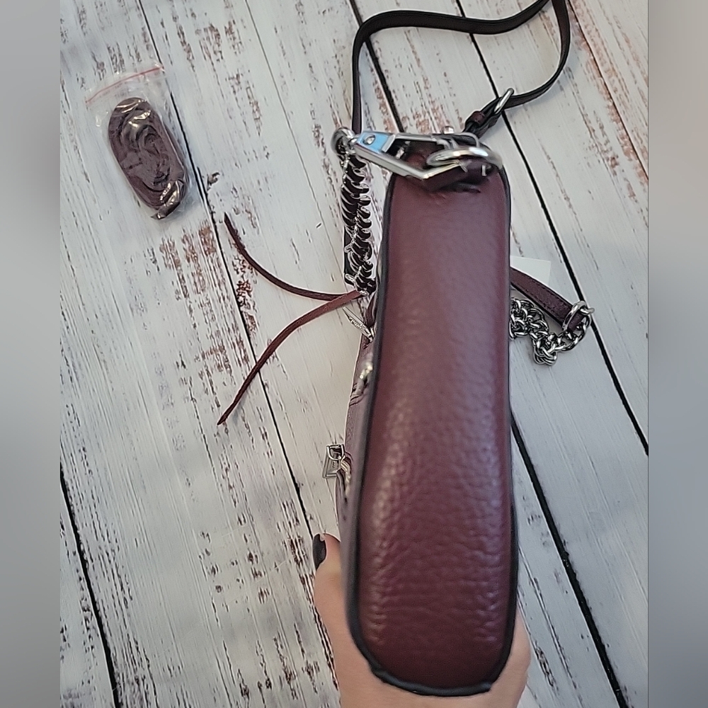 Rebecca Minkoff Mini 5 Zip Leather Crossbody Bag Bordeaux Wine Cranberry NEW - Picture 7 of 10